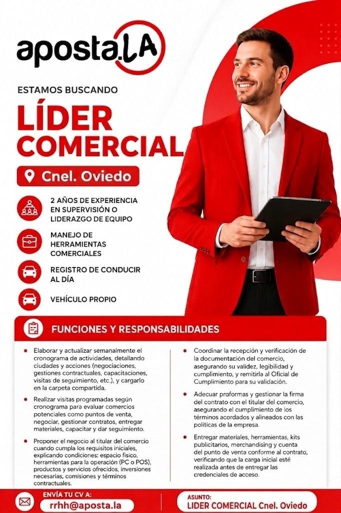 Oferta laboral: Lider Comercial — Aposta La