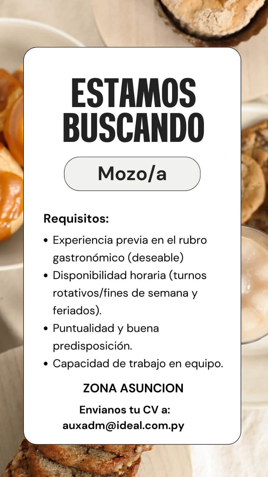 Oferta laboral: Mozo