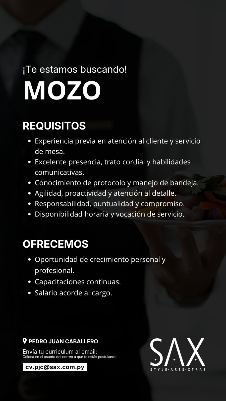 Oferta laboral: Mozos