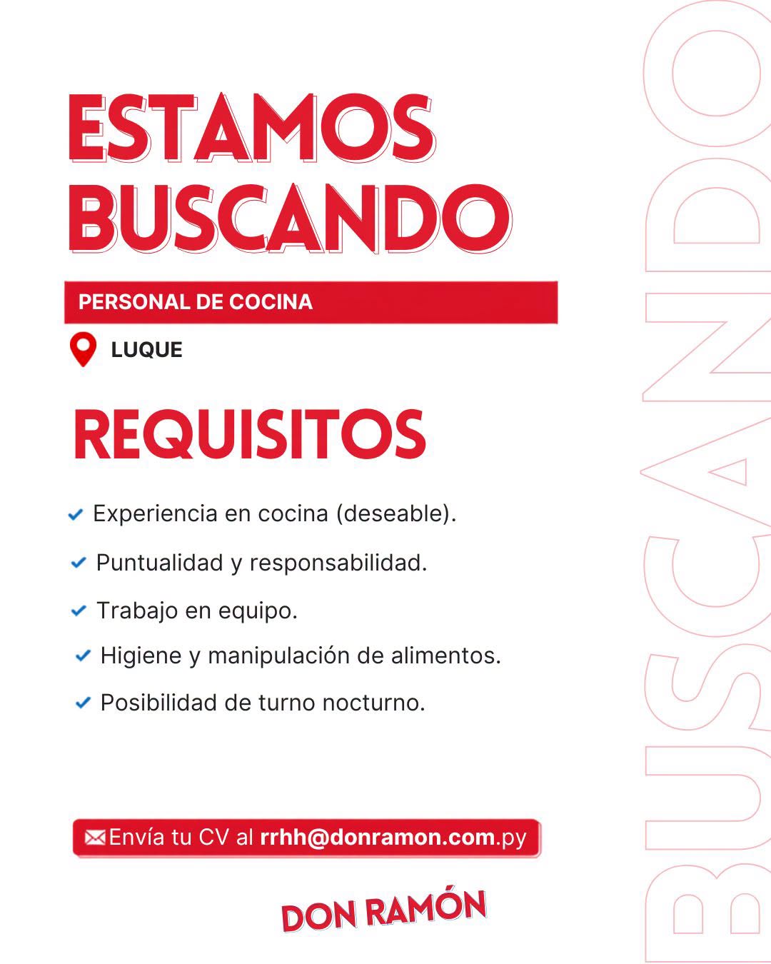 Oferta laboral: Personal De Cocina — Don Ramon