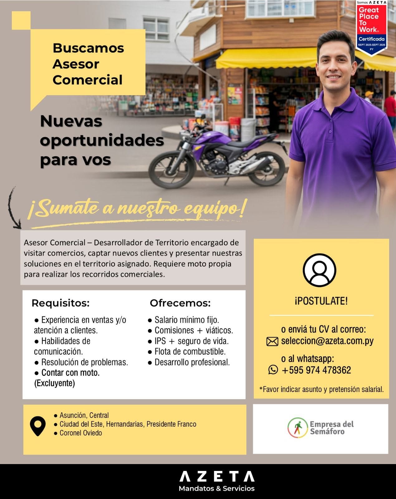 Oferta laboral: Asesor Comercial — Azeta