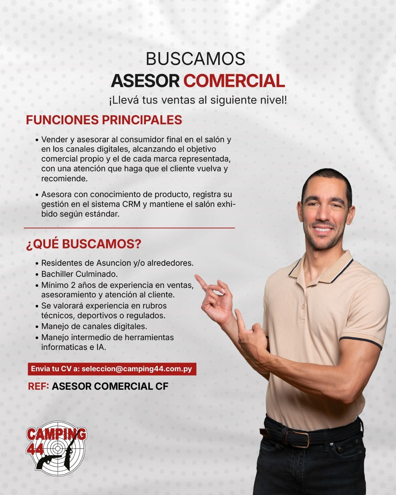 Oferta laboral: Asesor Comercial — Camping 44