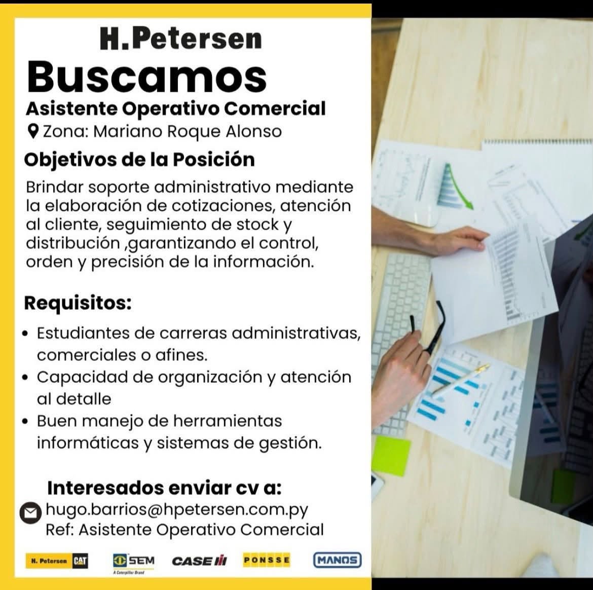 Oferta laboral: Asistente Operativo Comercial — Hpetersen