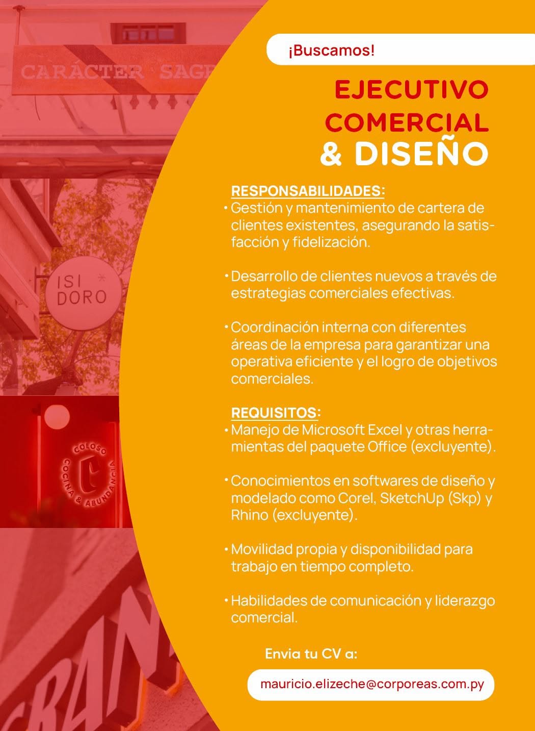 Oferta laboral: Ejecutivo Comercial & Diseño — Corporeas