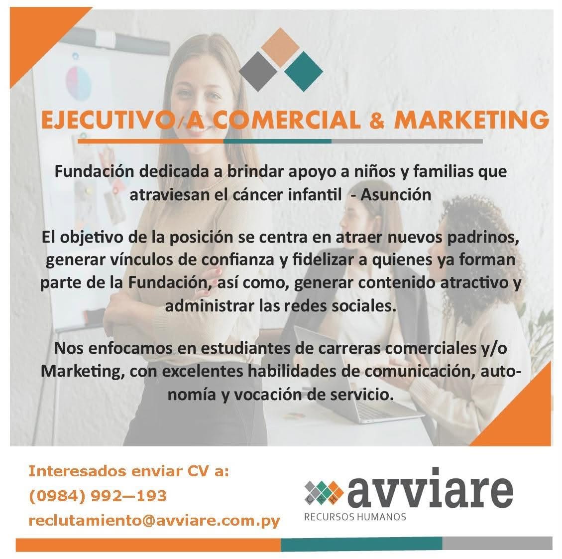 Oferta laboral: Ejecutivo Comercial & Marketing — Av Viare