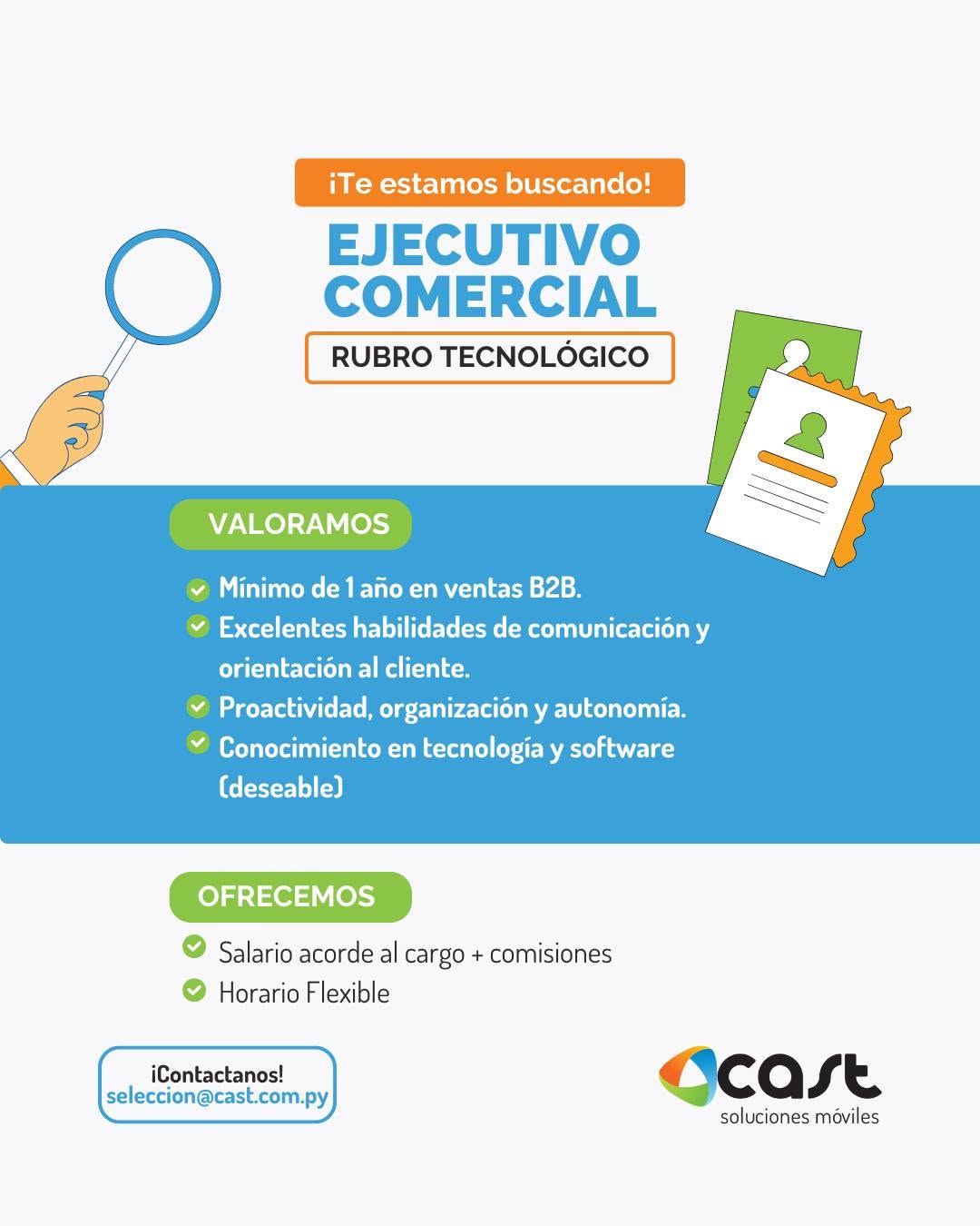 Oferta laboral: Ejecutivo Comercial — Cast