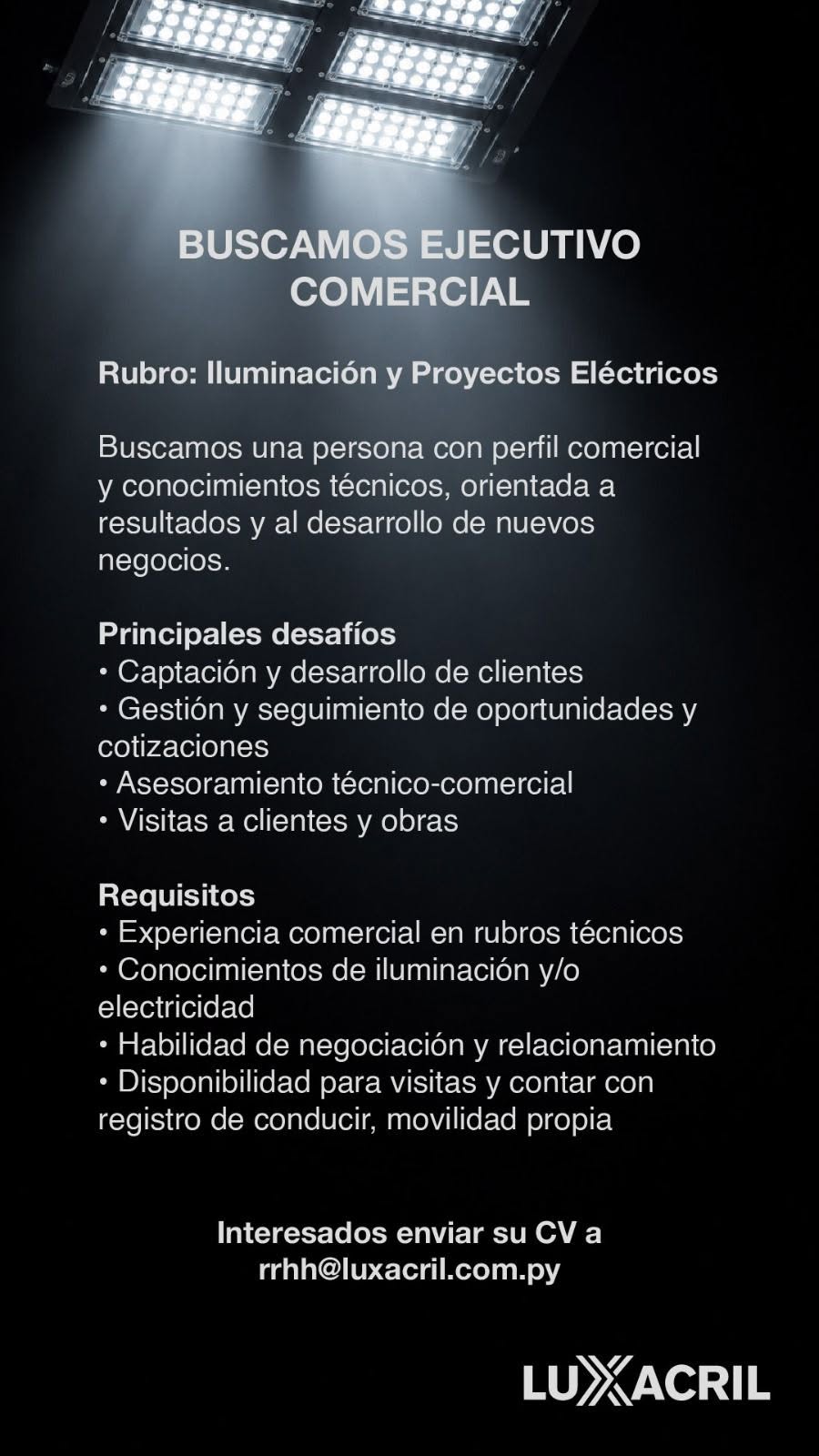 Oferta laboral: Ejecutivo Comercial — Luxacril