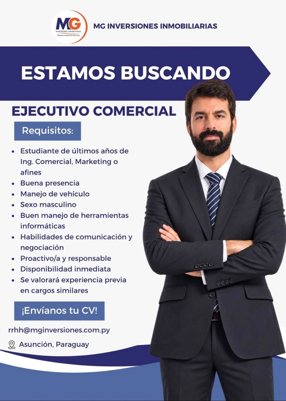 Oferta laboral: Ejecutivo Comercial — MG Inversiones