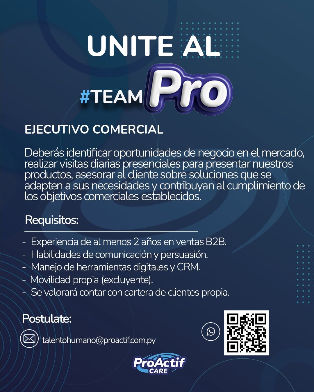 Oferta laboral: Ejecutivo Comercial — Proactif