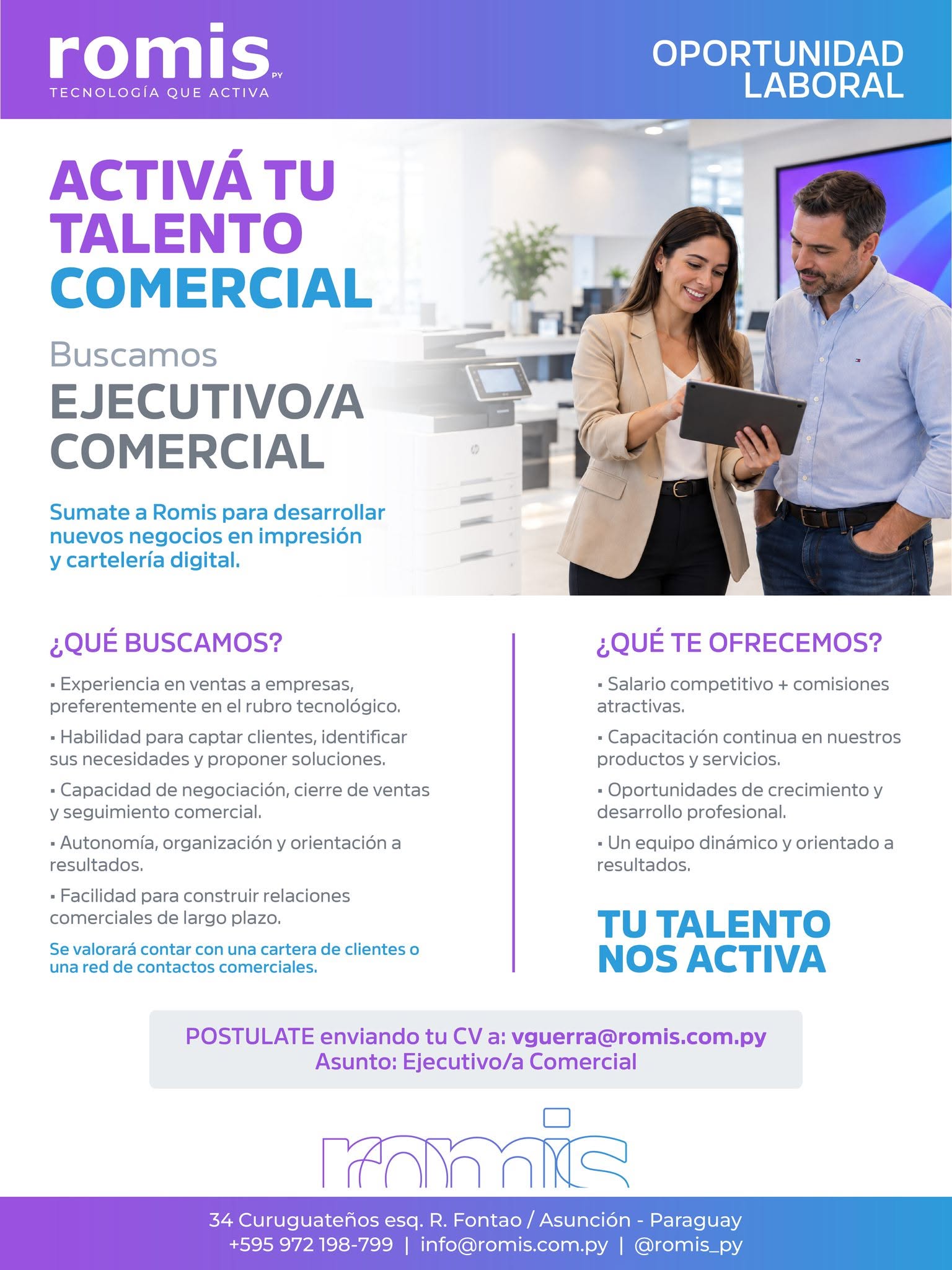 Oferta laboral: Ejecutivo Comercial — Romis