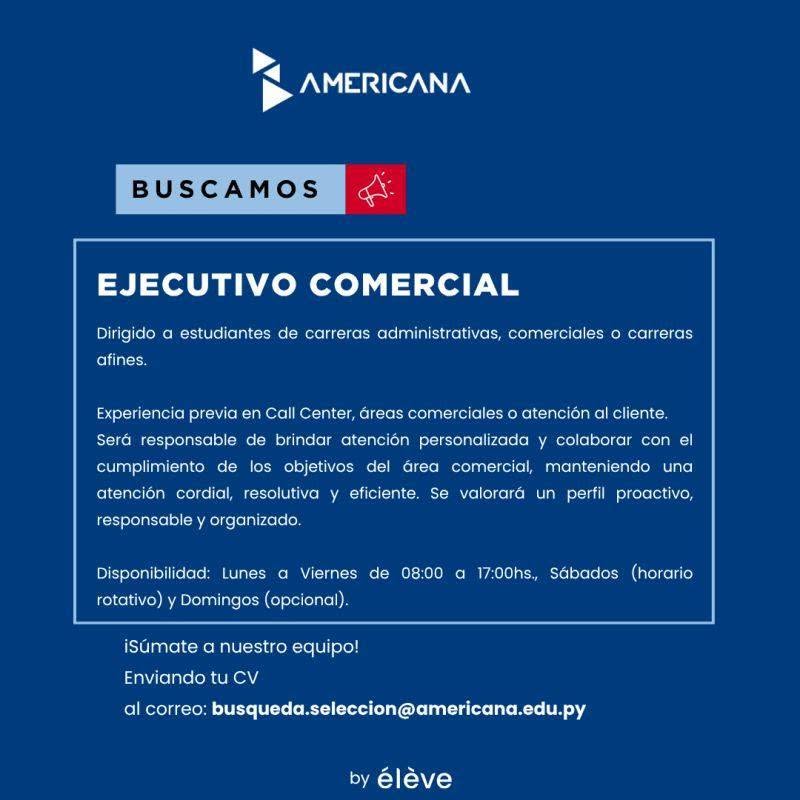 Oferta laboral: Ejecutivo Comercial — Universidad Americana