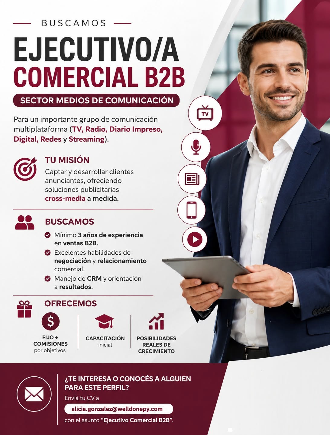 Oferta laboral: Ejecutivo Comercial B2B — WellDonePy