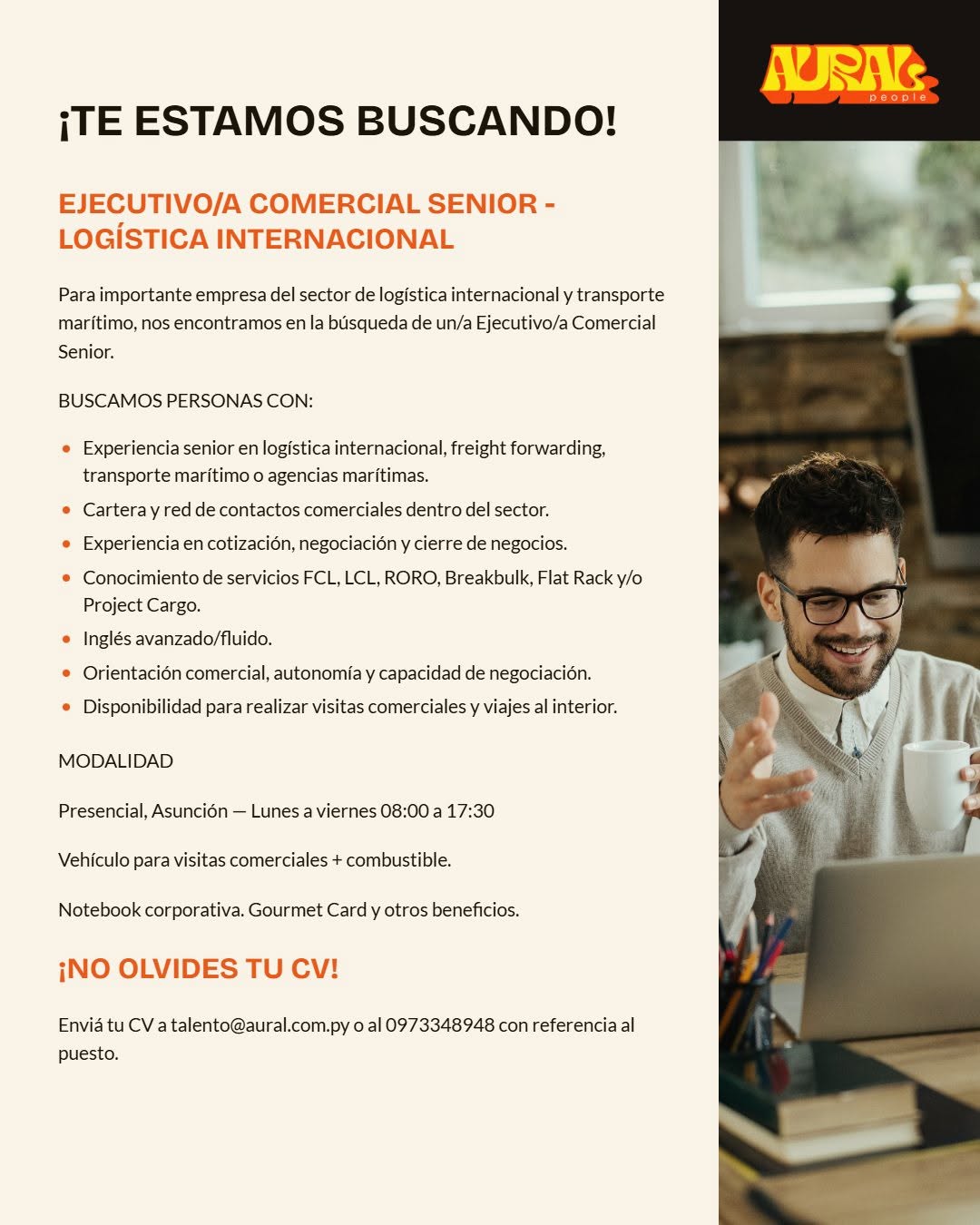 Oferta laboral: Ejecutivo Comercial Senior — Aural