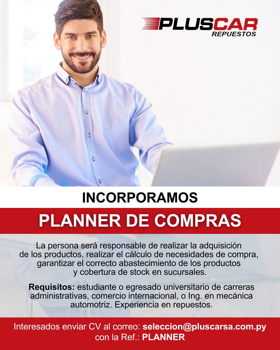Oferta laboral: Planner — Pluscar SA