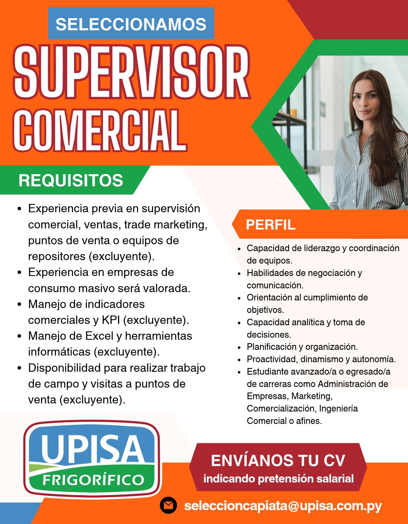 Oferta laboral: Supervisor Comercial — Upisa