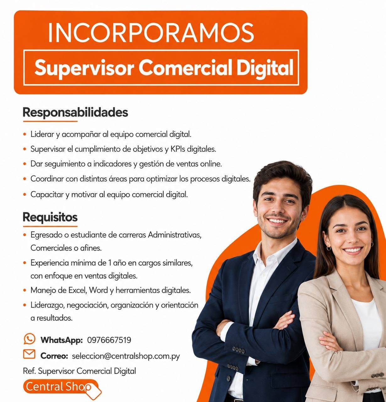 Oferta laboral: Supervisor Comercial Digital — Central Shop