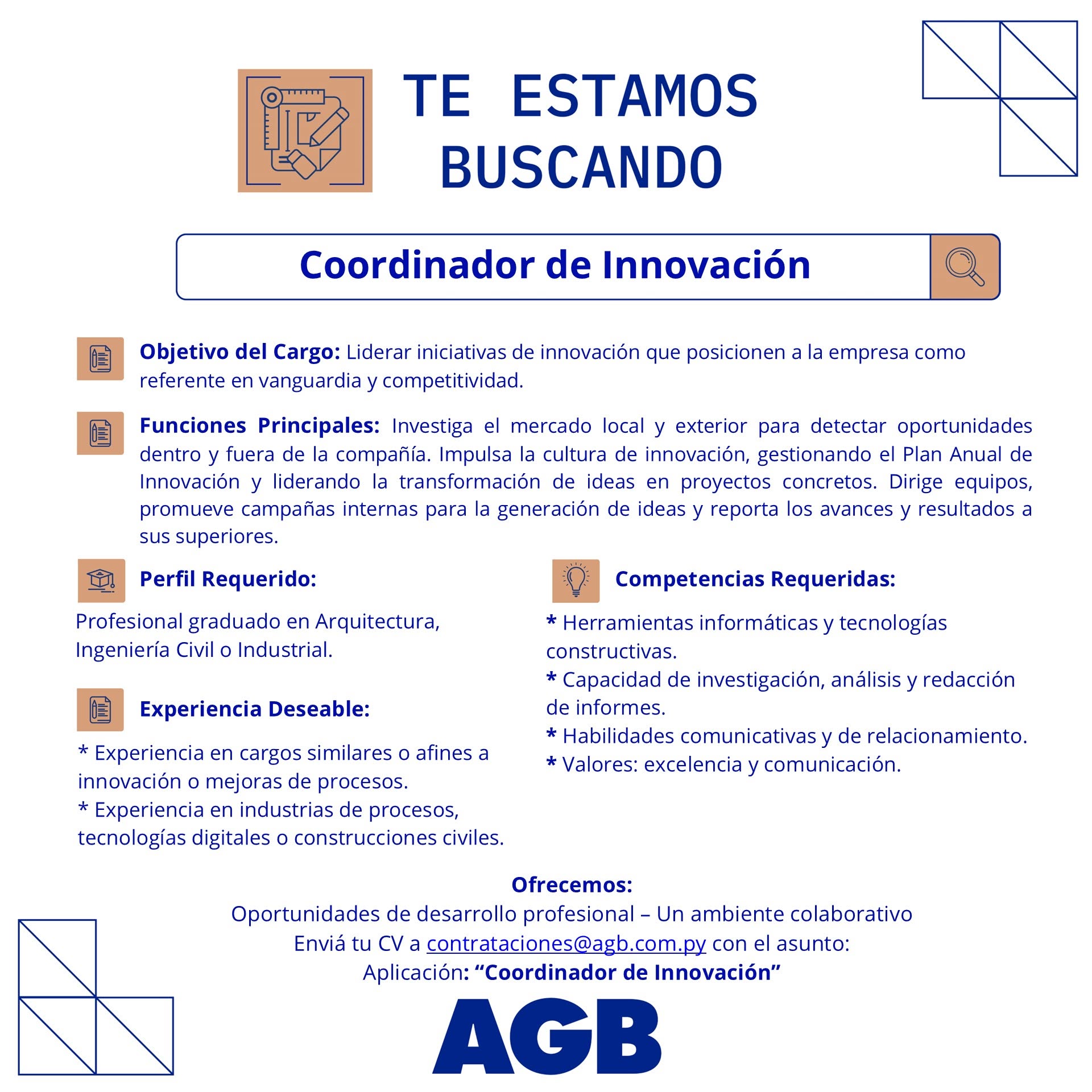 Oferta laboral: Coordinador De Innovación — AGB
