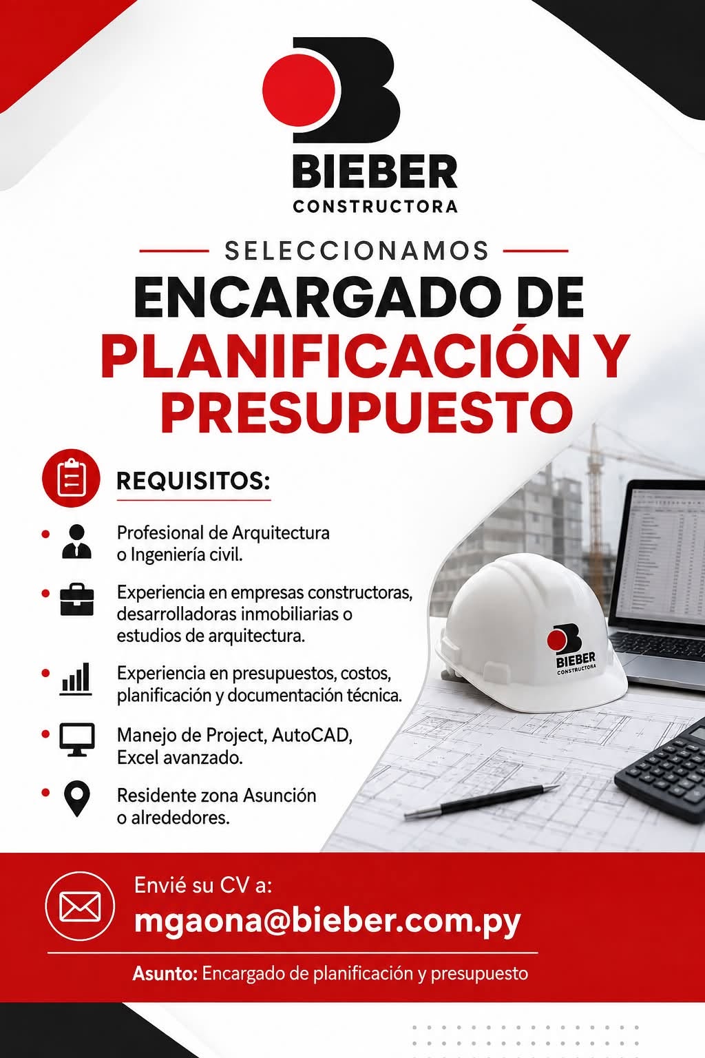 Oferta laboral: Encargado De Planificación Y Presupuesto — Bieber