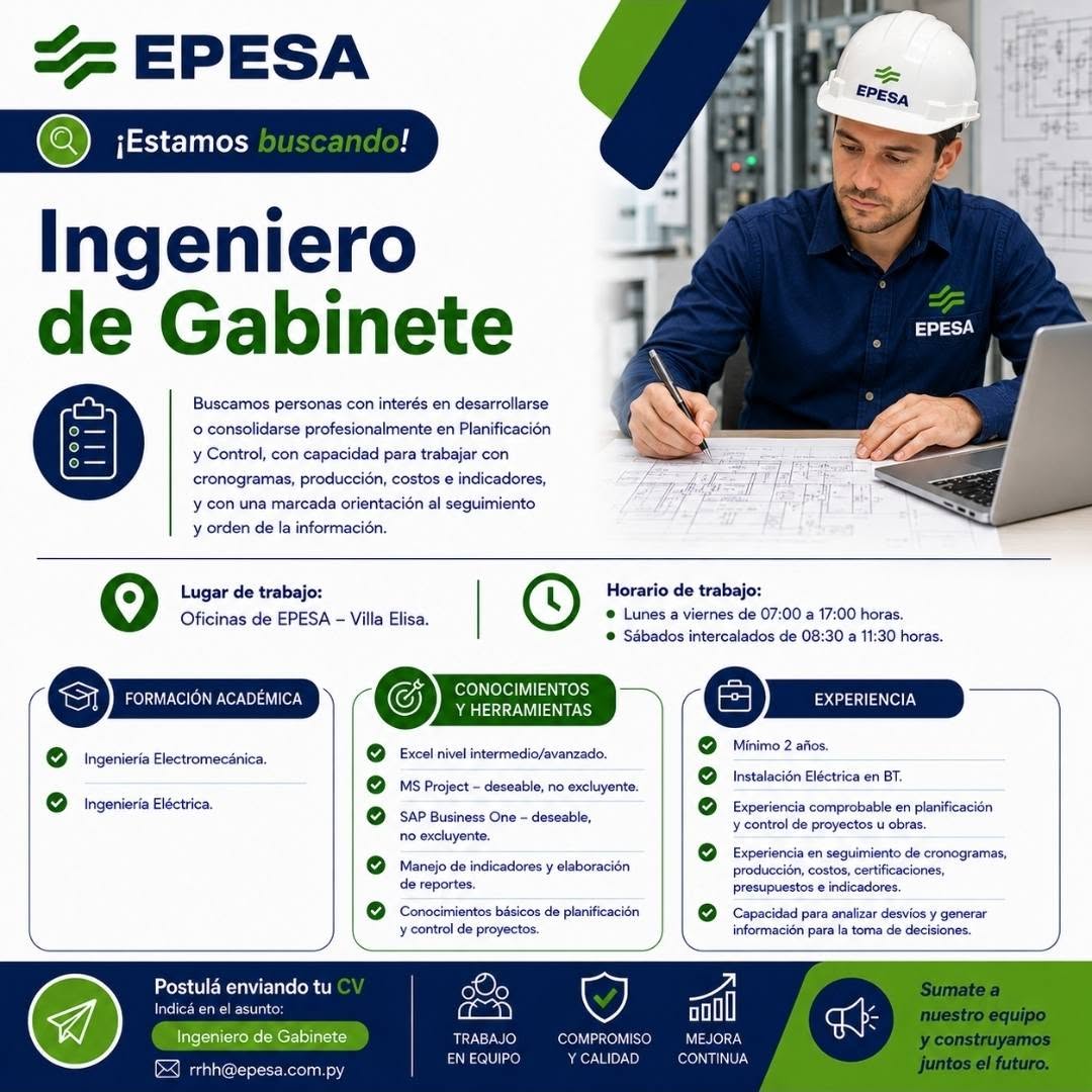 Oferta laboral: Ingeniero De Gabinete — Epesa