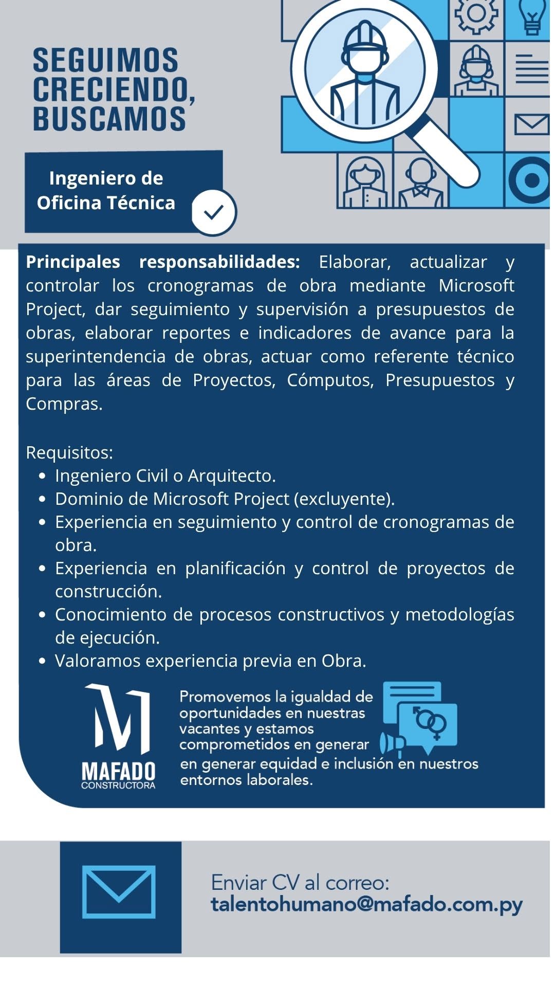 Oferta laboral: Ingeniero De Oficina Técnica — Mafado