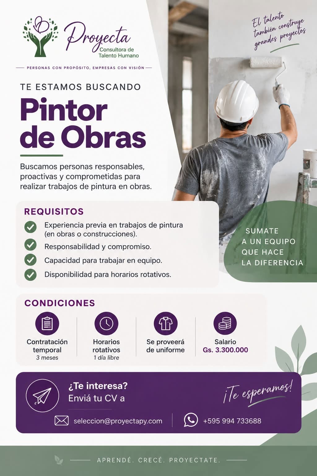 Oferta laboral: Pintor De Obras — ProyectaPy