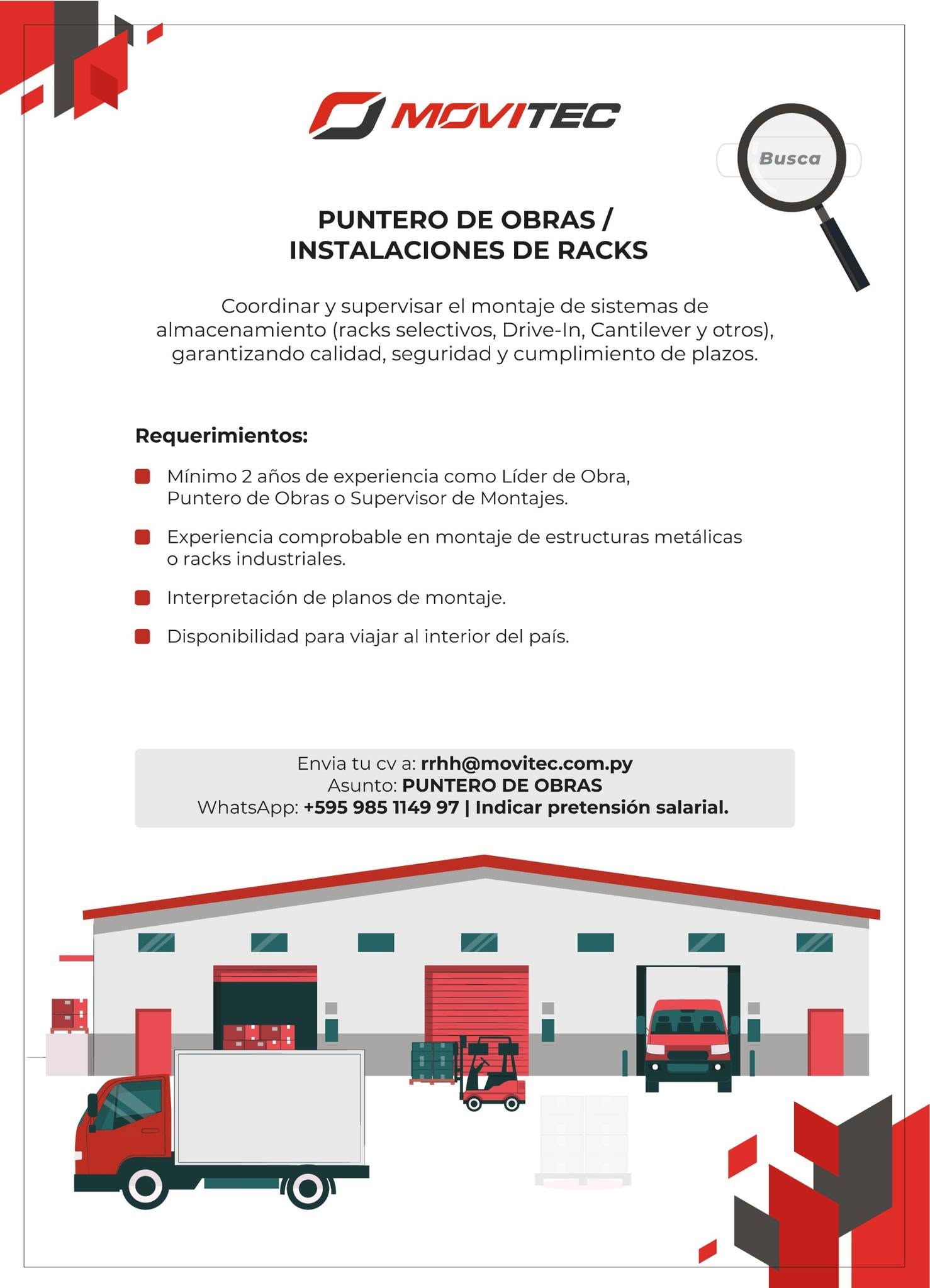 Oferta laboral: Puntero De Obras — Movitec