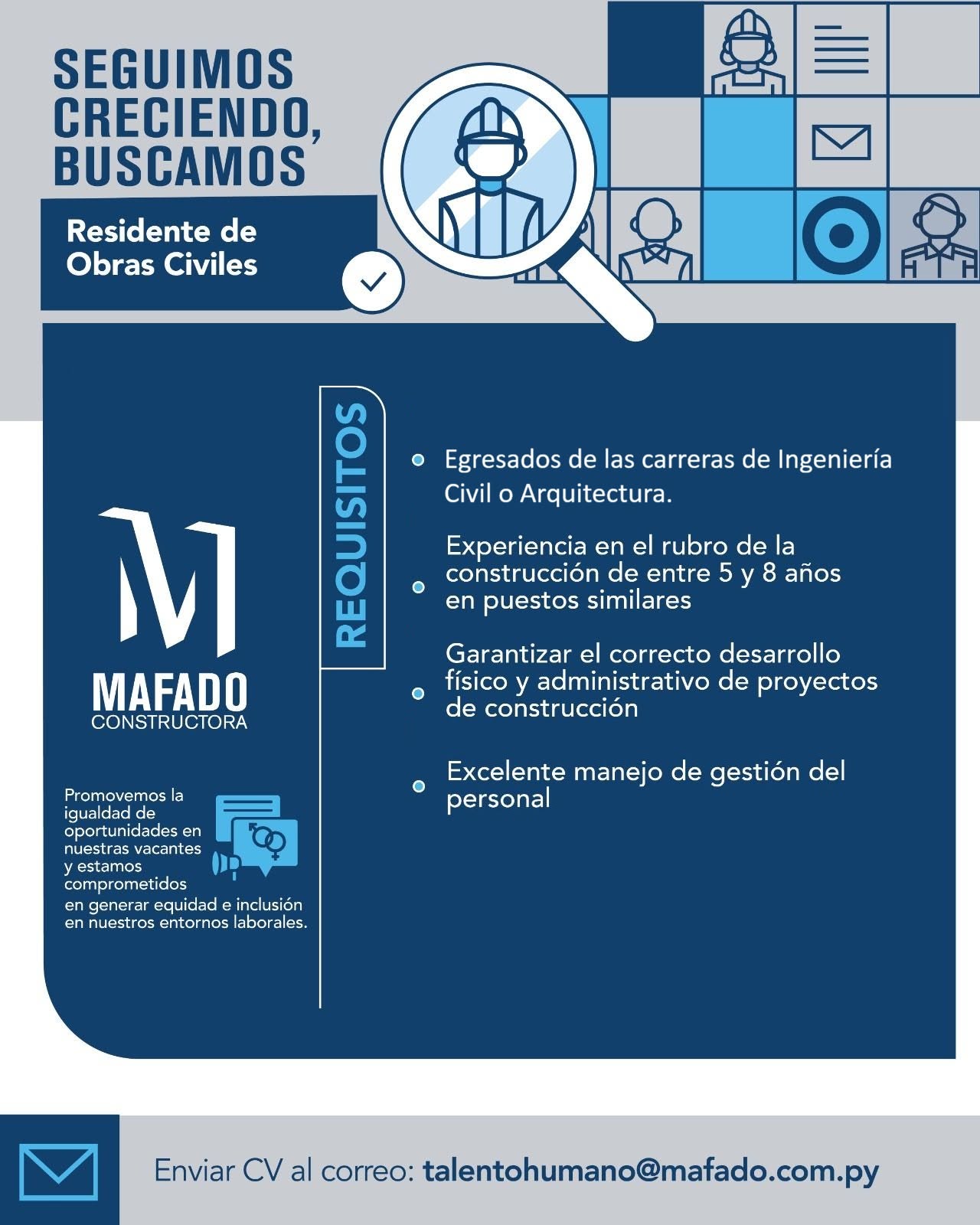 Oferta laboral: Residente De Obras Civiles — Mafado