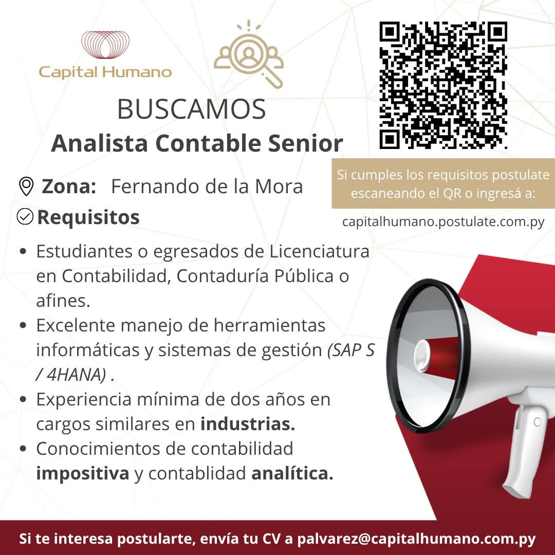 Oferta laboral: Analista Contable Senior — Capital Humano