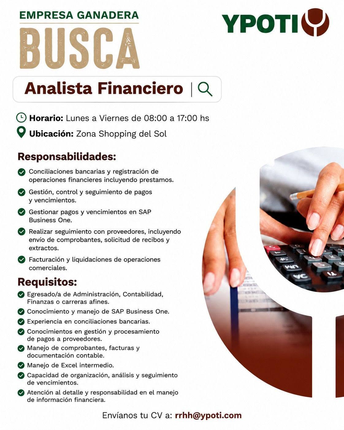 Oferta laboral: Analista Financiero — Yvoti