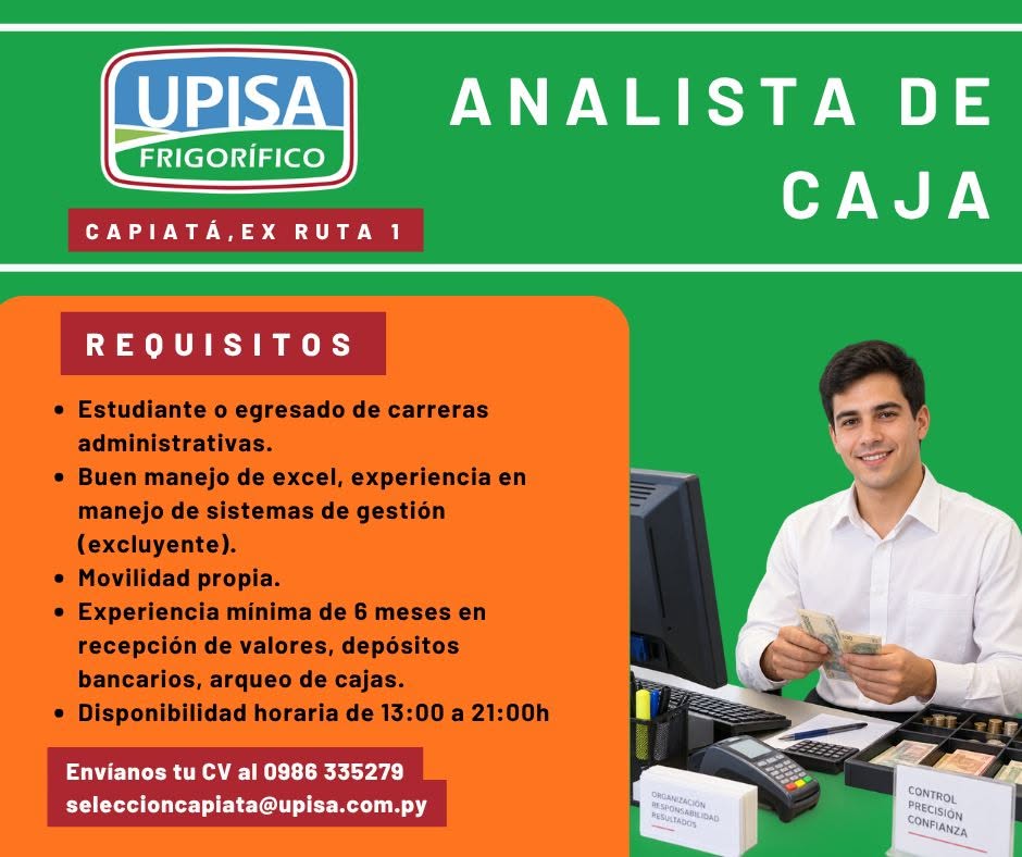 Oferta laboral: Analista De Caja — Upisa