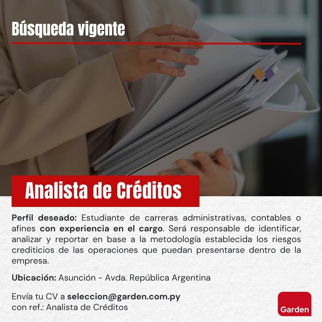 Oferta laboral: Analista De Créditos — Garden