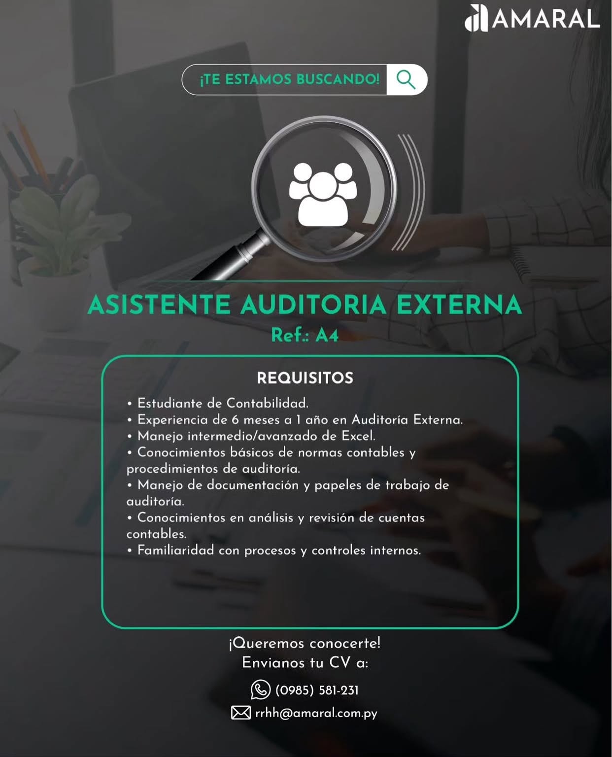 Oferta laboral: Asistente Auditoria Externa — Amaral