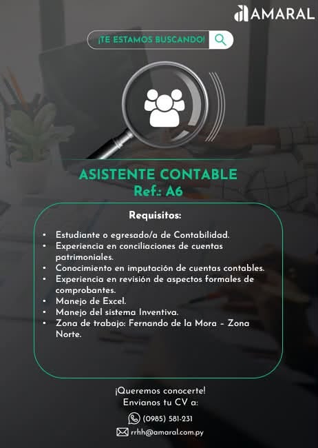 Oferta laboral: Asistente Contable — Amaral