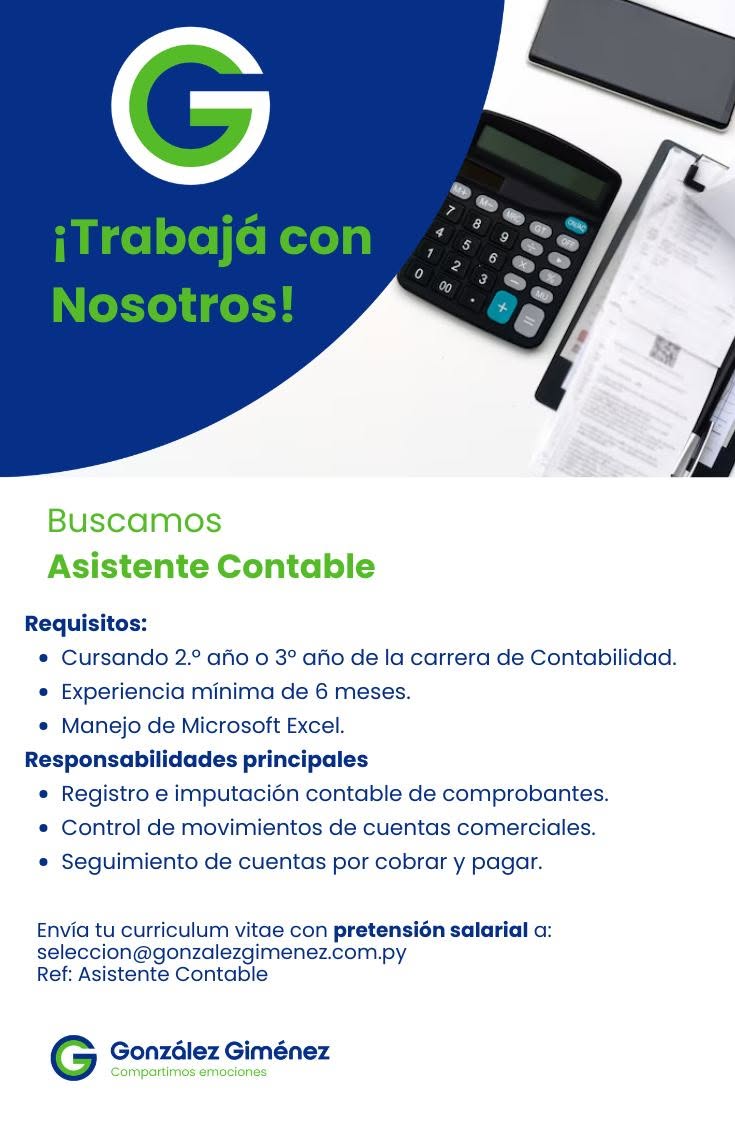 Oferta laboral: Asistente Contable — González Giménez