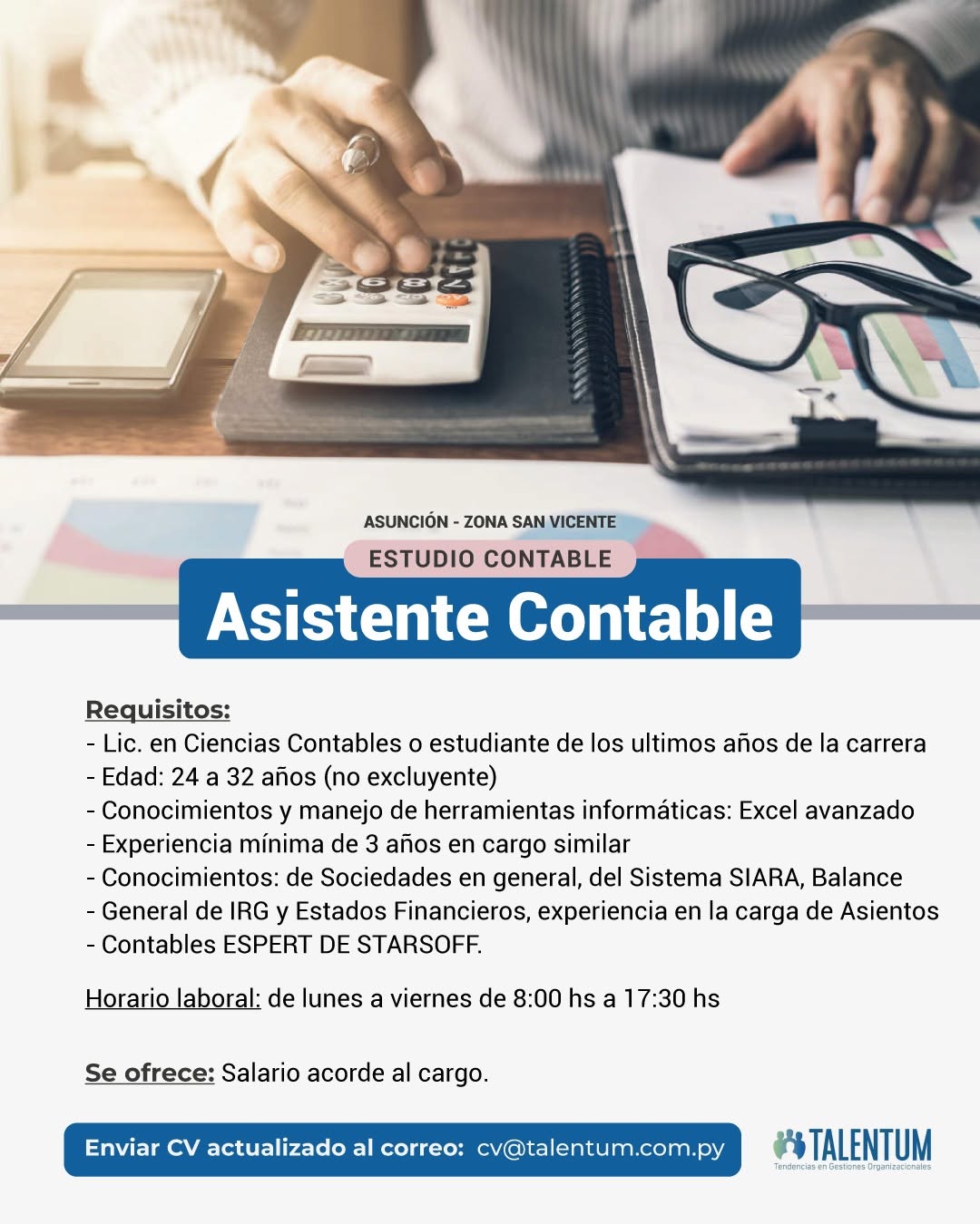 Oferta laboral: Asistente Contable — Talemtum