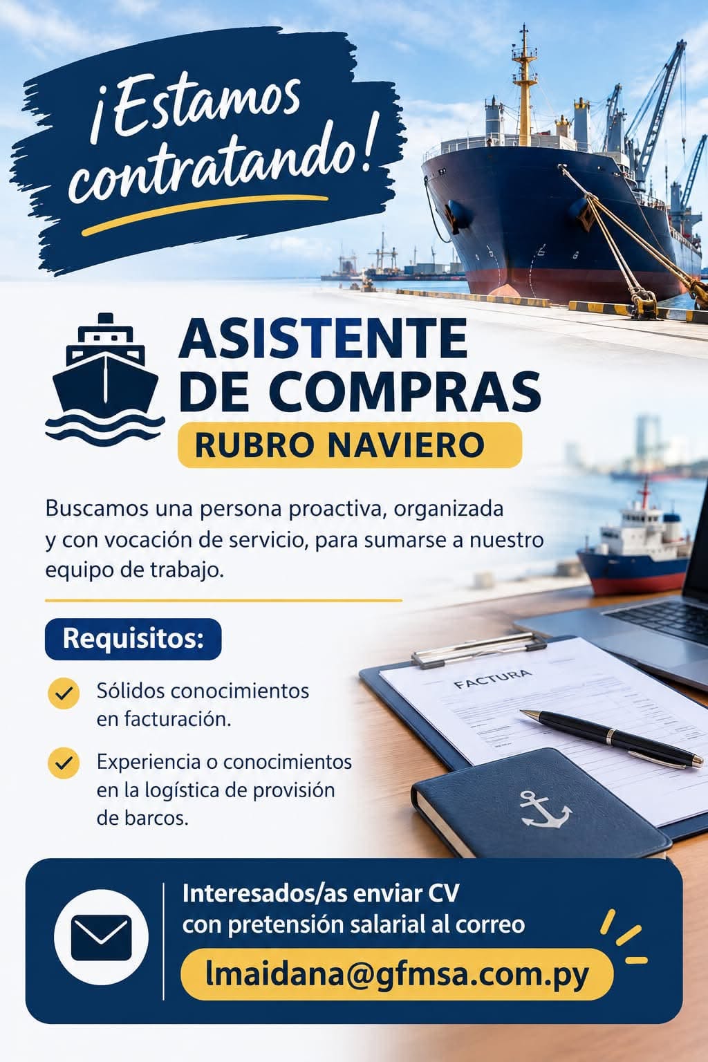 Oferta laboral: Asistente De Compras — GFM SA
