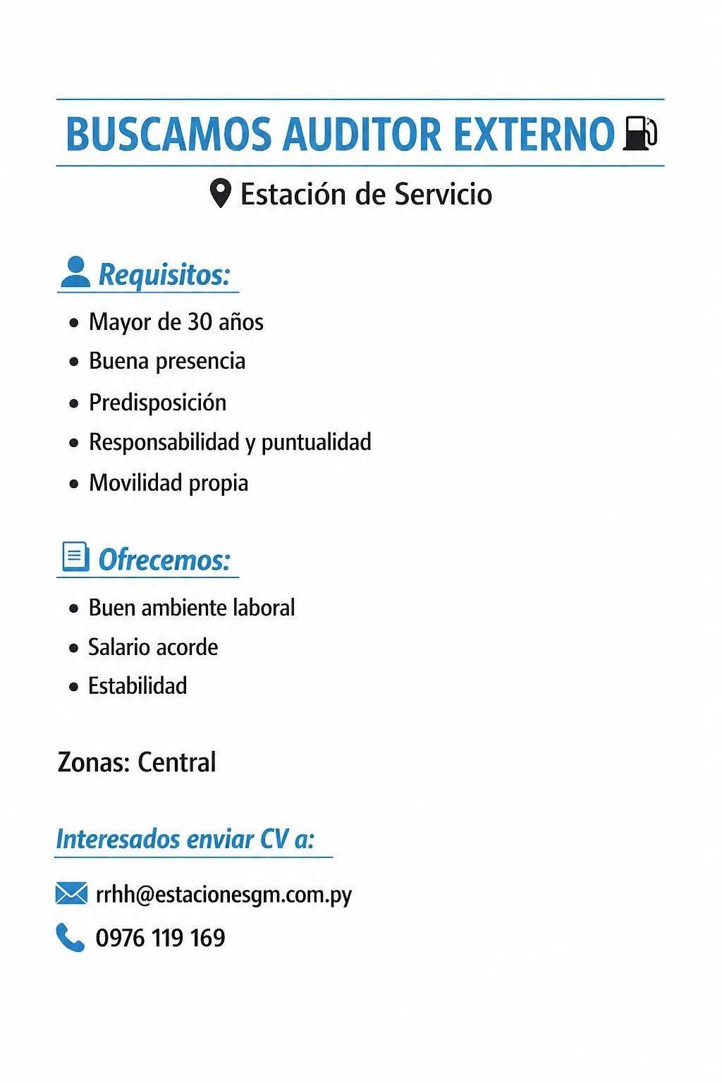 Oferta laboral: Auditor Externo