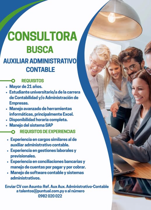 Oferta laboral: Auxiliar Administrativo Contable — Puntual