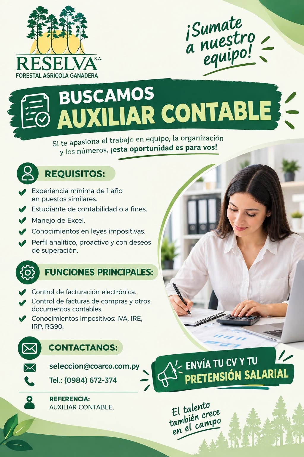 Oferta laboral: Auxiliar Contable — Coarco