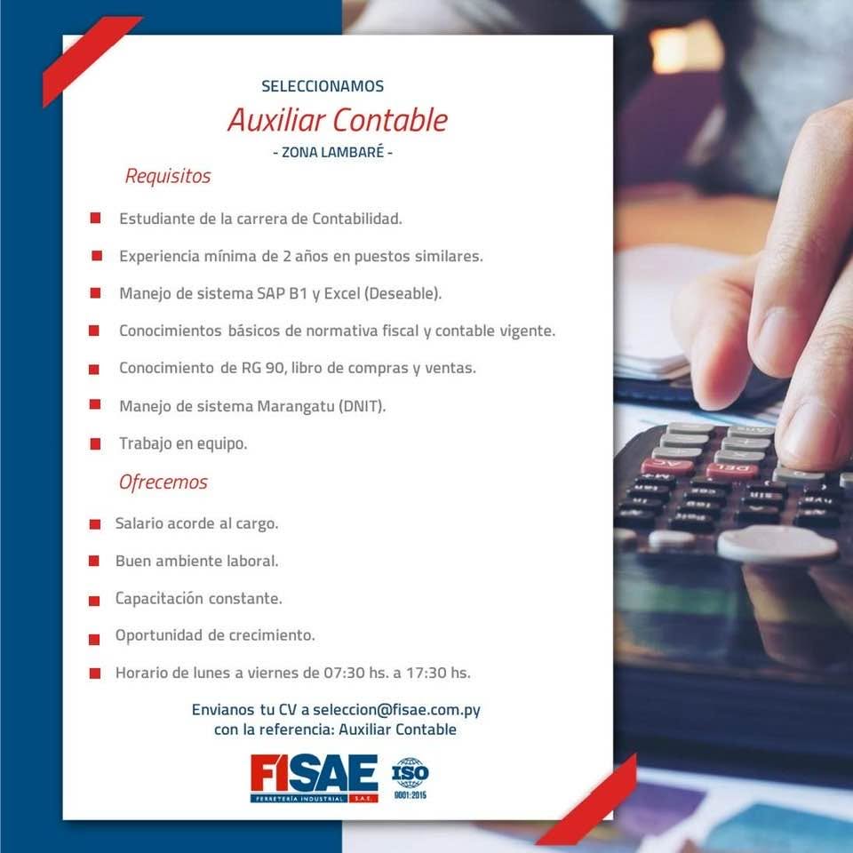 Oferta laboral: Auxiliar Contable — Fisae