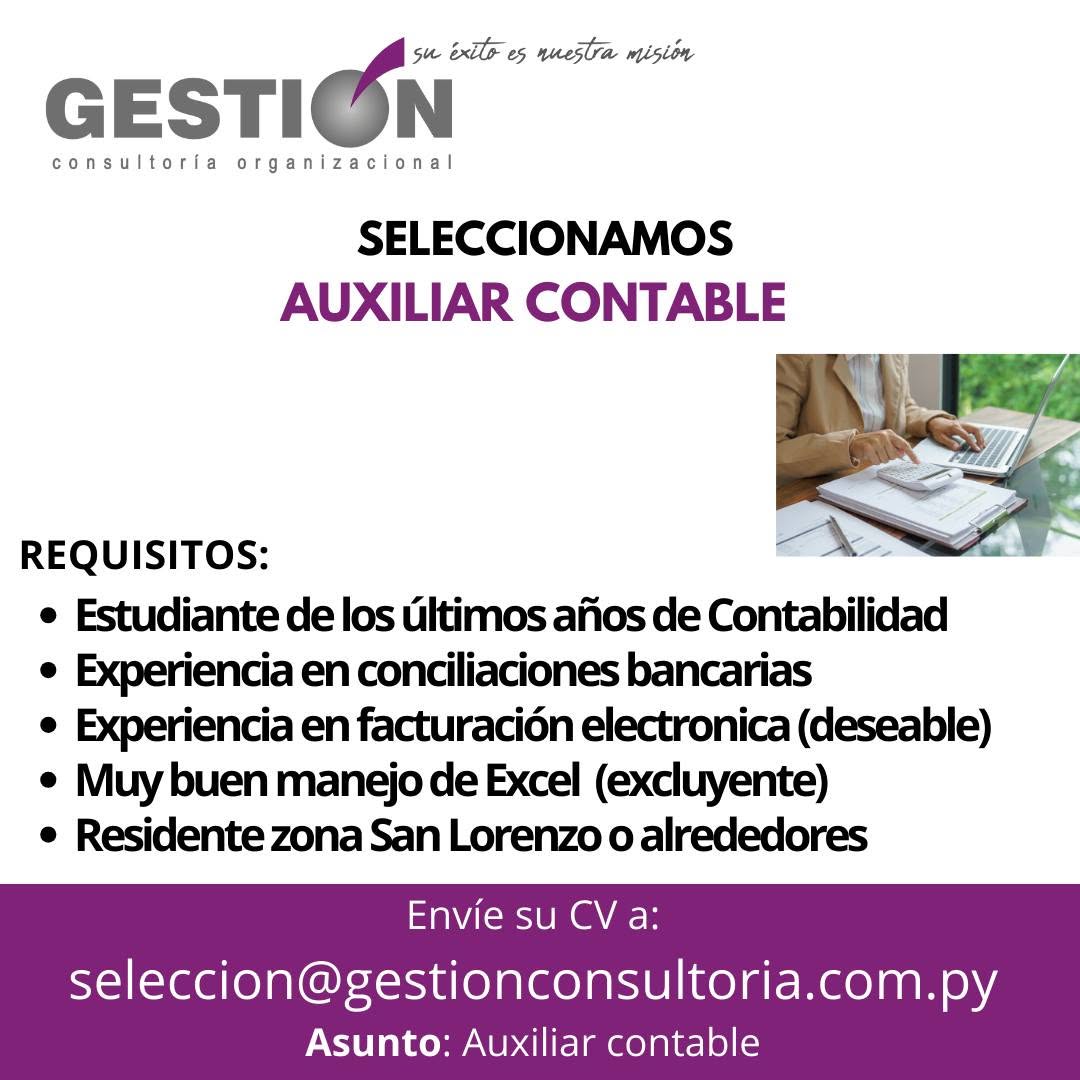 Oferta laboral: Auxiliar Contable — Gestion Consultoria