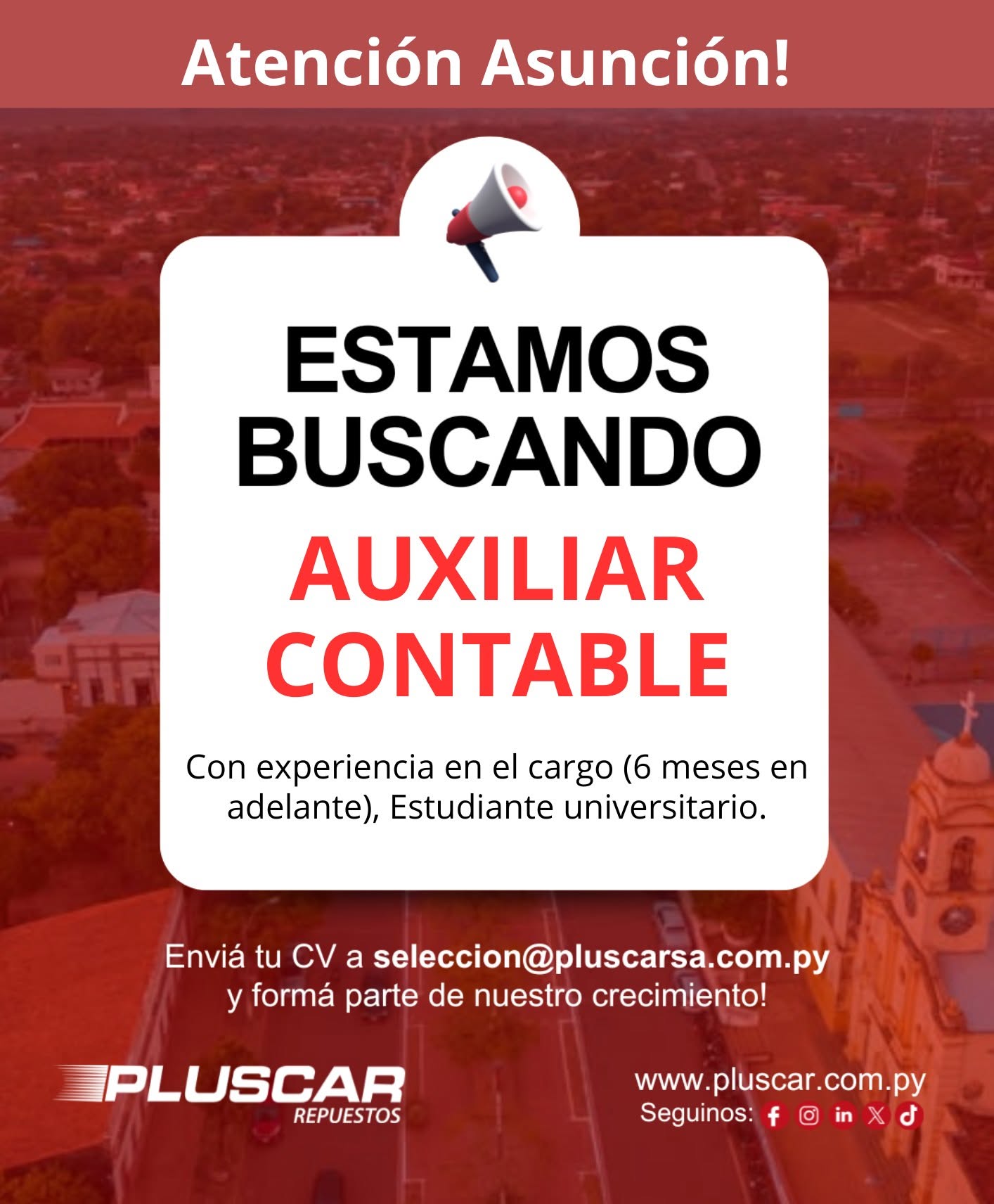 Oferta laboral: Auxiliar Contable — Pluscar