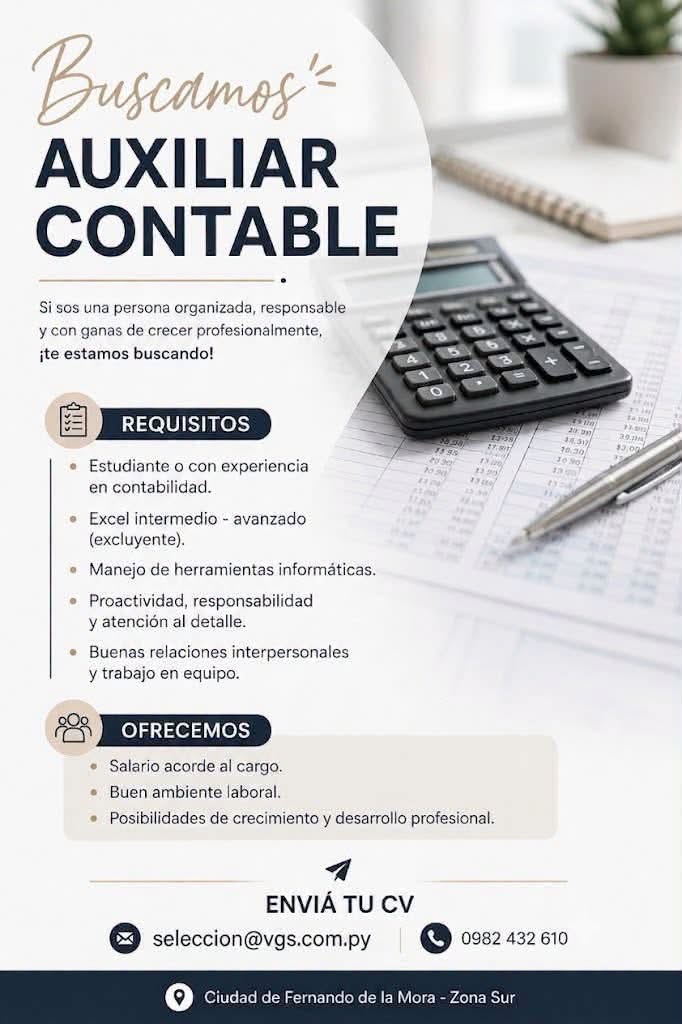 Oferta laboral: Auxiliar Contable — VGS