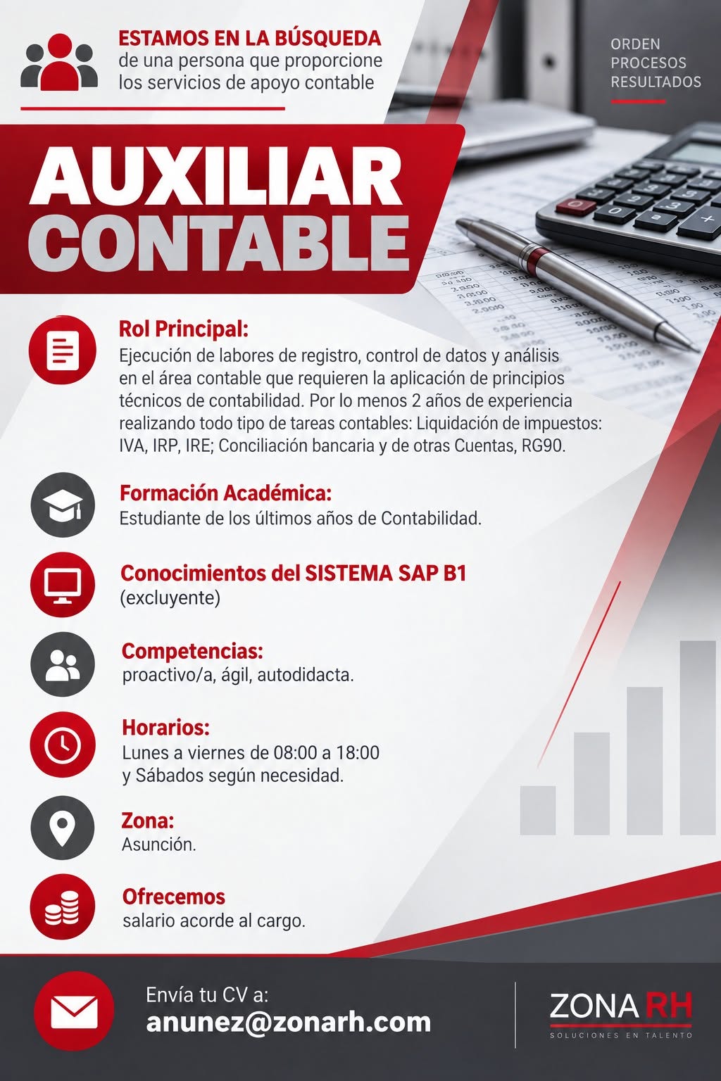 Oferta laboral: Auxiliar Contable — Zona RH