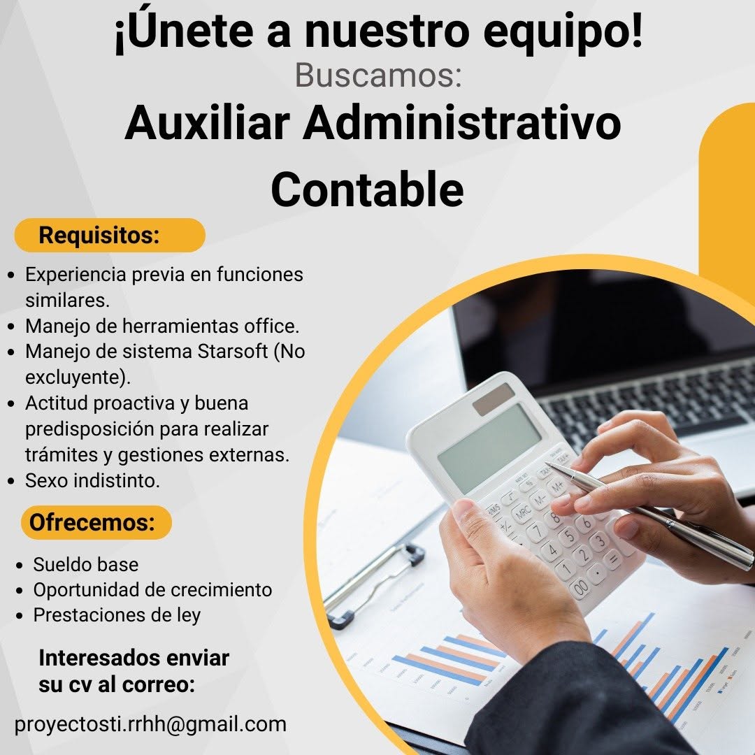 Oferta laboral: Auxiliar Contable