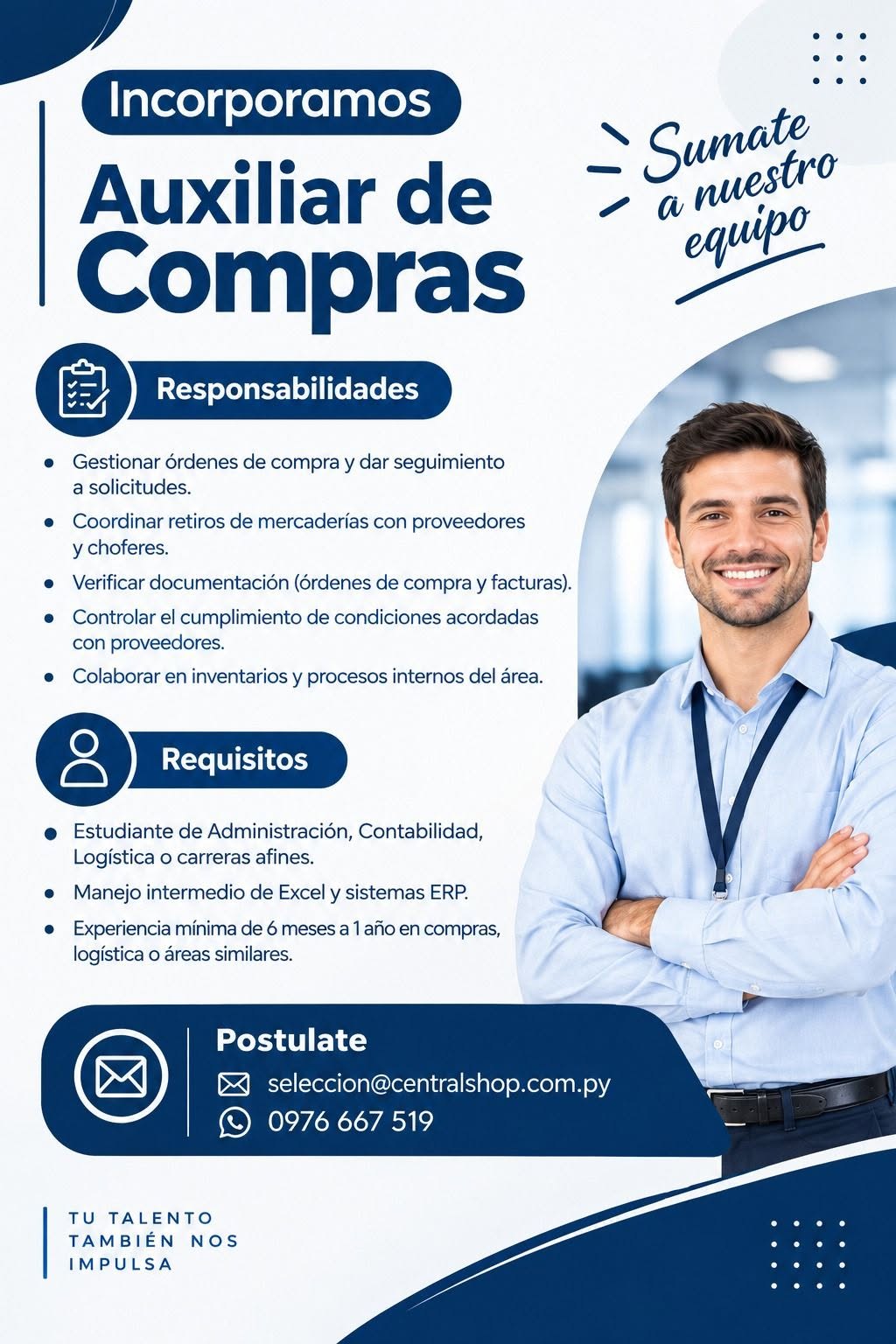 Oferta laboral: Auxiliar De Compras — CentralShop