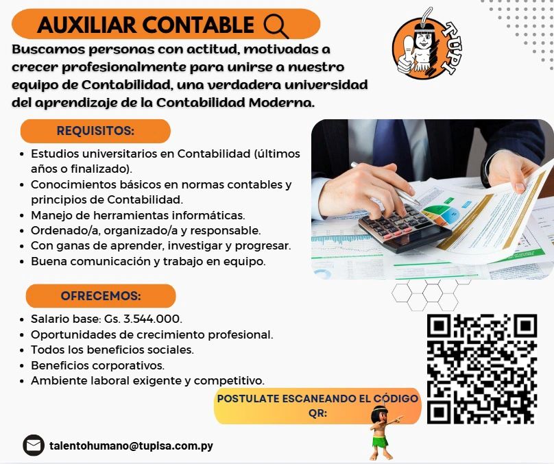 Oferta laboral: Auxiliar De Contabilidad