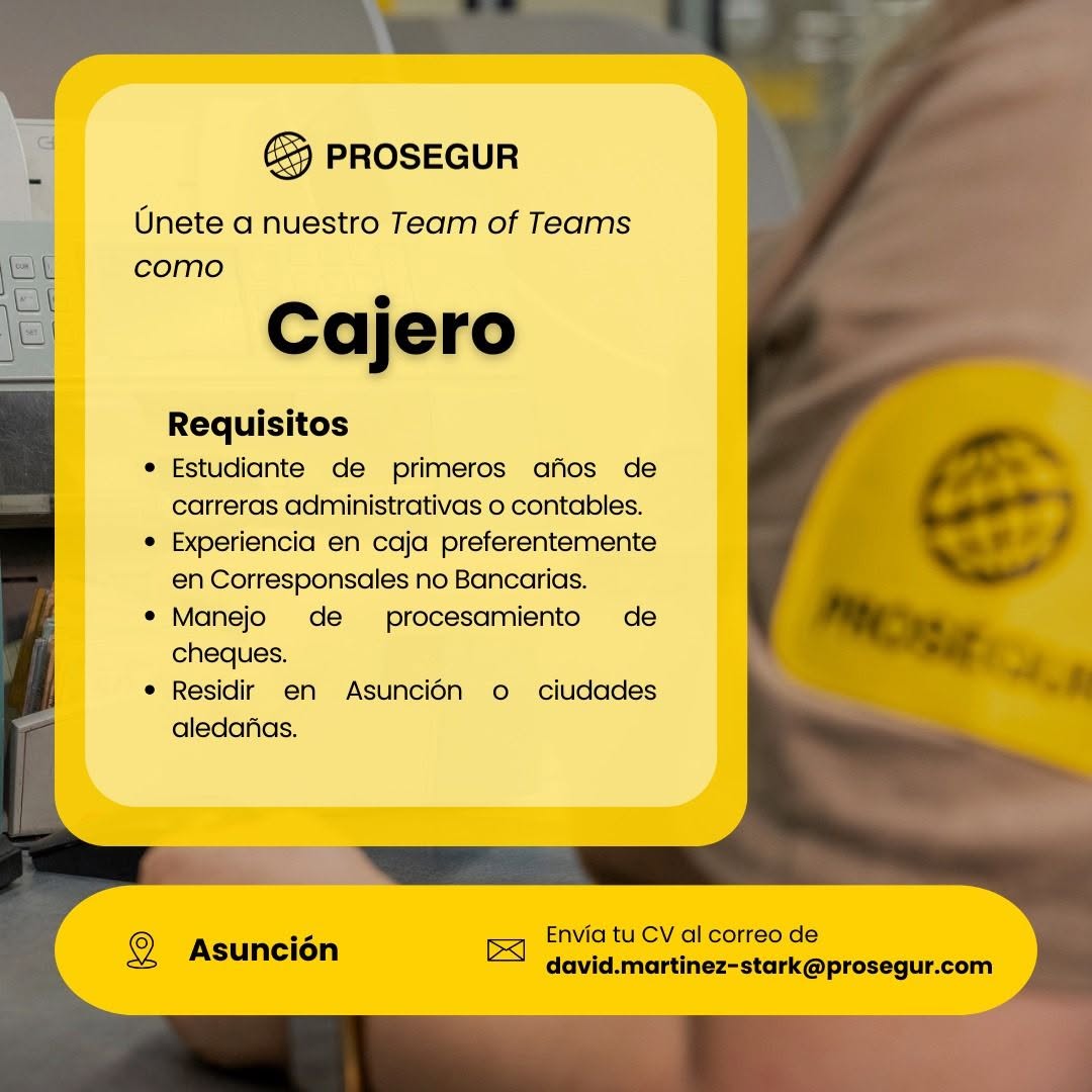 Oferta laboral: Cajero — Prosegur
