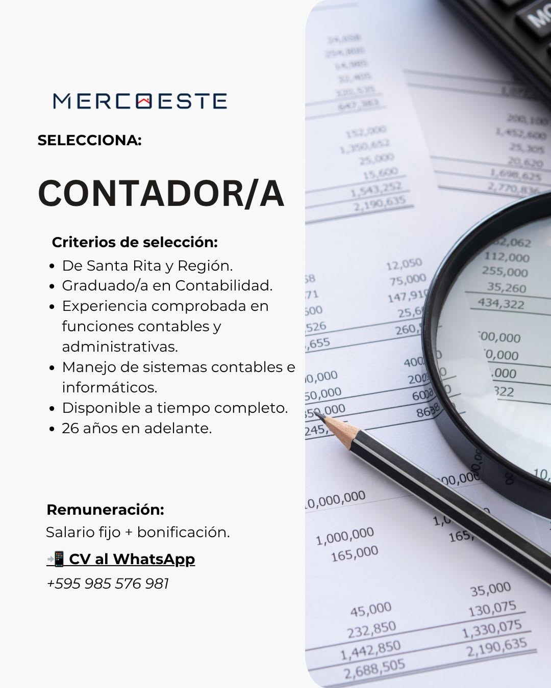 Oferta laboral: Contador — Mercoeste