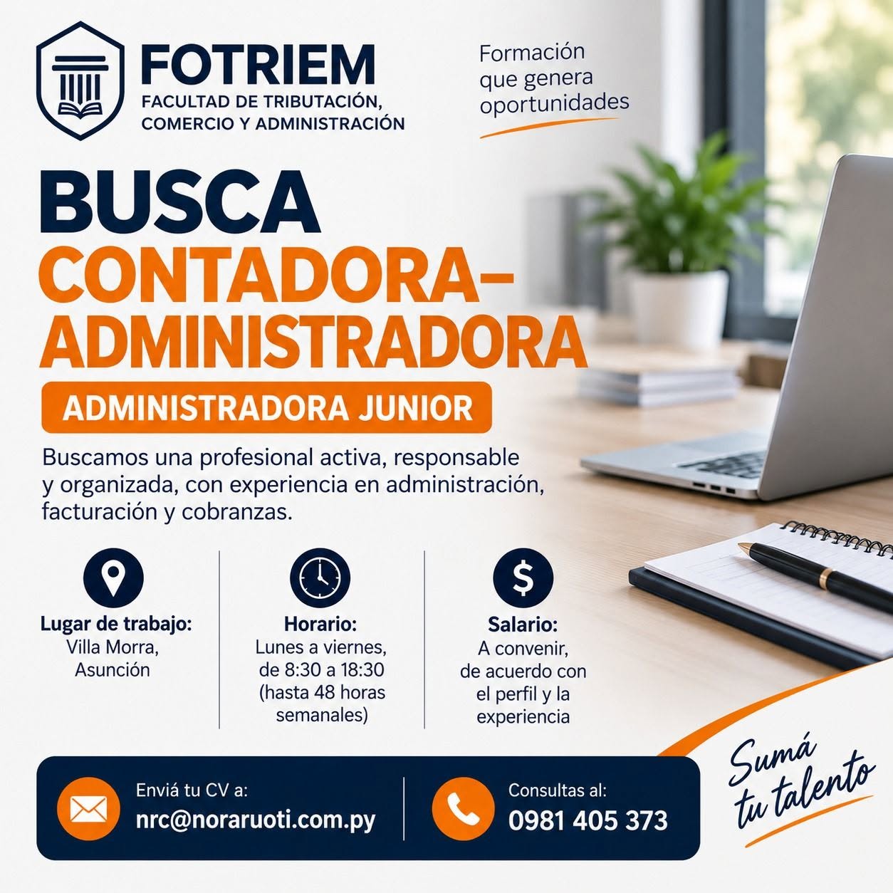 Oferta laboral: Contadora Administradora — Fotriem